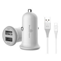 POWERTECH φορτιστής αυτοκινήτου PT-772, καλώδιο micro USB, 2x USB, 3.4A