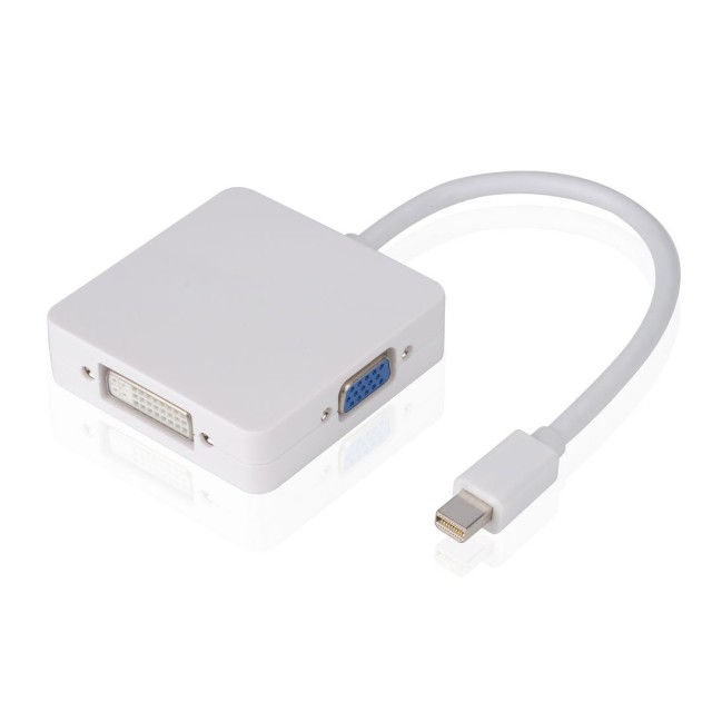 POWERTECH αντάπτορας mini DisplayPort σε HDMI/DVI/VGA CAB-DP016, λευκός