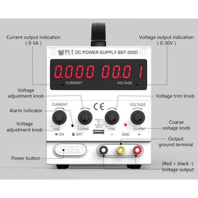 BEST Power supply BST-305D, 30V/5A, AC/DC, 8x USB