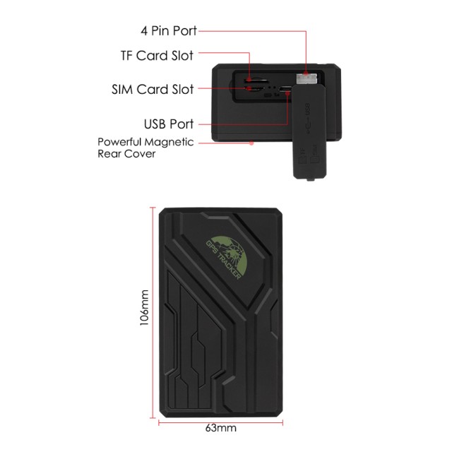 COBAN GPS Tracker Οχημάτων TK108B, GPS & GSM/GPRS, IP67, 10000mAh