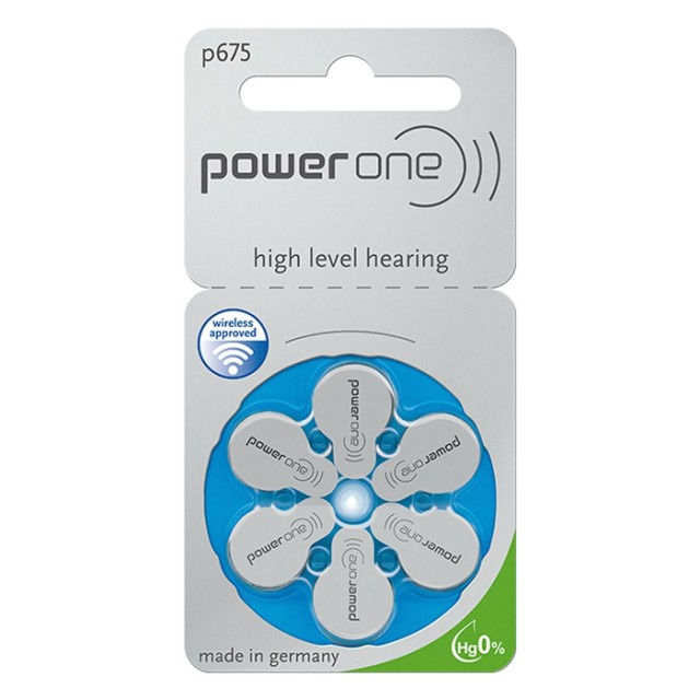 POWER ONE μπαταρίες ακουστικών βαρηκοΐας P675, mercury free, 1.45V, 6τμχ