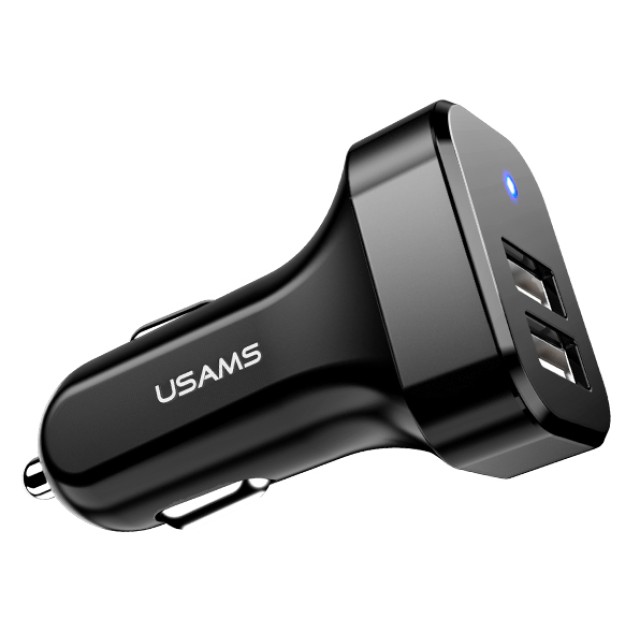 USAMS φορτιστής αυτοκινήτου C13, 2x USB, 2.1A, μαύρος