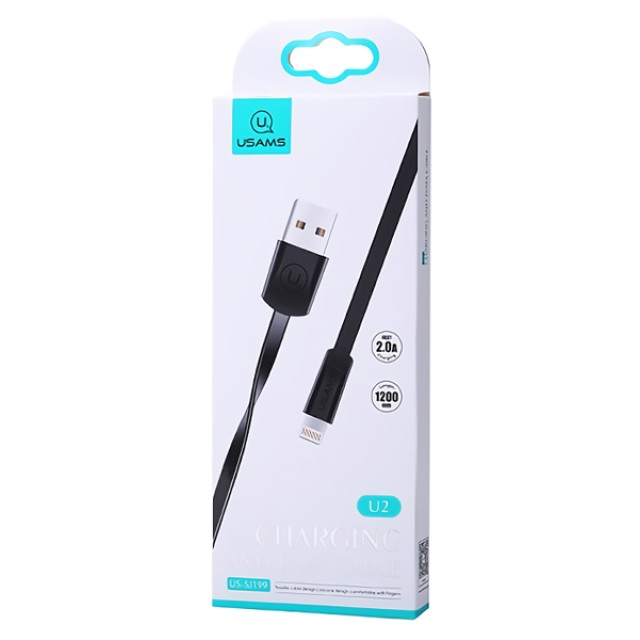 USAMS καλώδιο USB σε Lightning US-SJ199, 10W, 1.2m, μαύρο