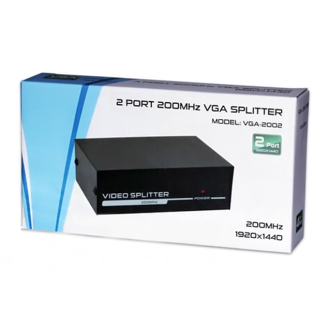 POWERTECH VGA splitter CAB-G031, 2 σε 1, 1920x1440px, μαύρο