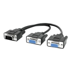 POWERTECH VGA splitter CAB-G014, 2 σε 1, HD, 0.2m, μαύρο