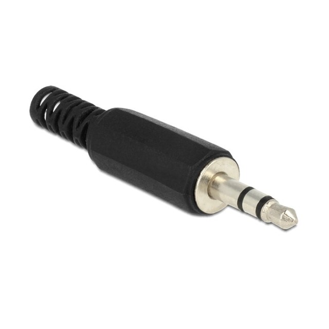 DELOCK Βύσμα 3.5mm Stereo, 3 pin, Bend Protection, πλαστικό, μαύρο