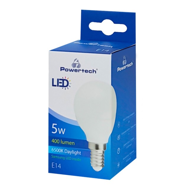 POWERTECH LED Λάμπα Mini Globe E14-006 5W, 6500K, E14, Samsung LED, IC