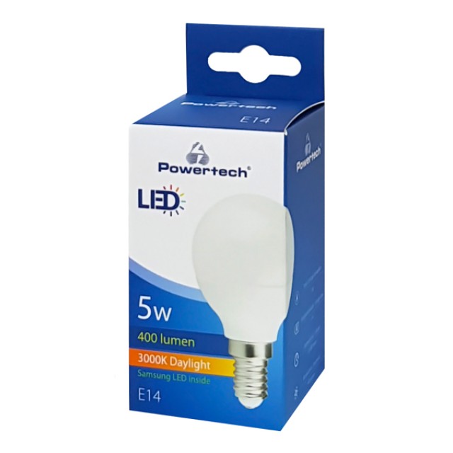 POWERTECH LED Λάμπα Mini Globe E14-007 5W, 3000K, E14, Samsung LED, IC