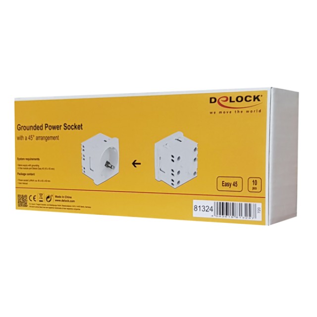 DELOCK module πρίζας ρεύματος Easy 45 81324, 45°, 45x45mm, 10τμχ