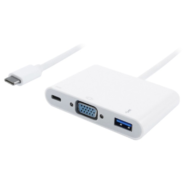 POWERTECH docking station PTH-035, 3 θυρών, USB-C σύνδεση, λευκό