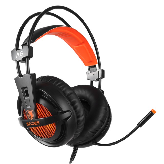 SADES Gaming Headset A6, multiplatform, USB, LED, μαύρα