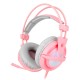 SADES Gaming Headset A6, multiplatform, USB, LED, ροζ