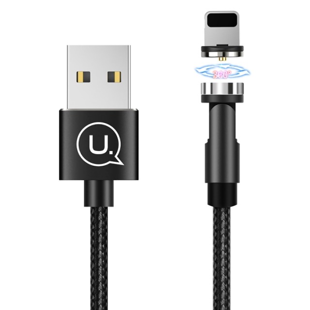 USAMS καλώδιο USB σε lightning US-SJ472, μαγνητικό, 10.5W, 1m, μαύρο