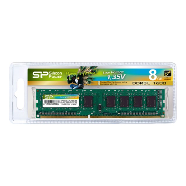 SILICON POWER μνήμη DDR3L UDIMM SP008GLLTU160N02, 8GB, 1600MHz, CL11