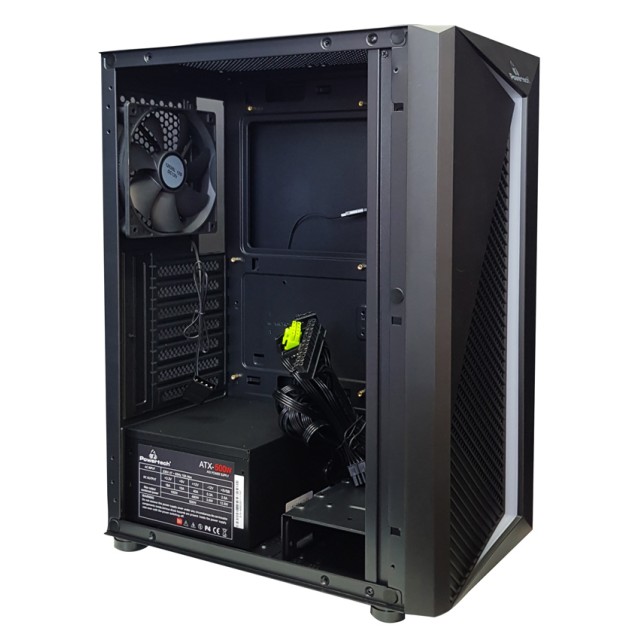 POWERTECH Gaming case PT-848, tempered glass, 80mm fan, PSU 500W PT-864