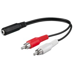 GOOBAY καλώδιο 3.5mm θηλυκό σε 2x αρσενικό RCA 50092, 0.2m, μαύρο