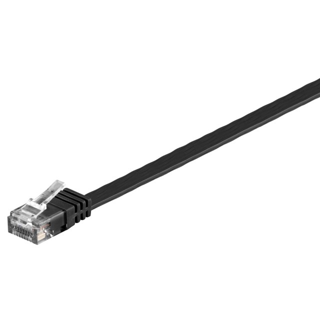 GOOBAY καλώδιο δικτύου 95387, CAT 6 U/UTP, flat, copper, 5m, μαύρο