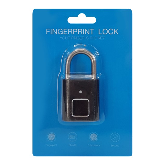 Λουκέτο ασφαλείας με fingerprint CTL-0021, 50mm, μεταλλικό, μαύρο