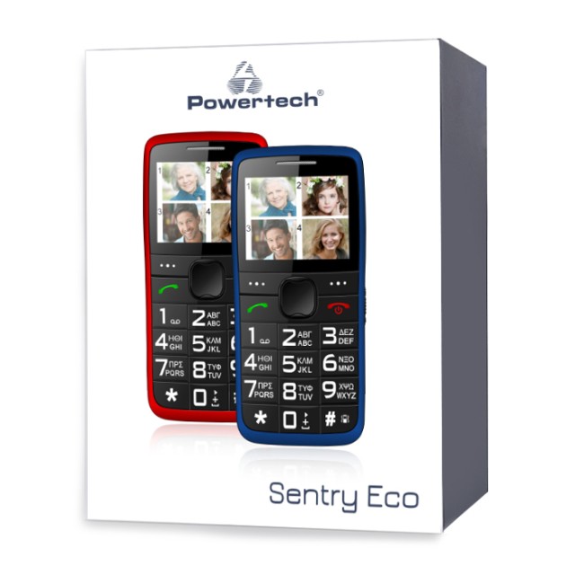 POWERTECH Κινητό Τηλέφωνο Sentry Eco PTM-25, SOS Call, με φακό, κόκκινο