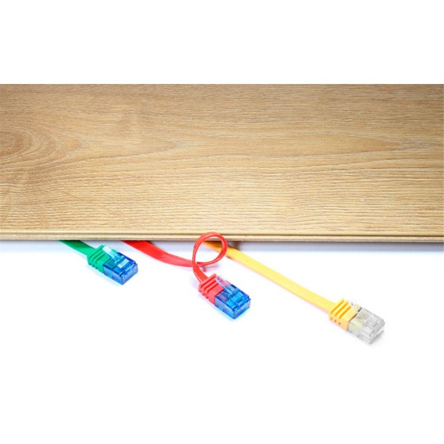 GOOBAY καλώδιο δικτύου 95381, CAT6 U/UTP, flat, copper, 10m, μαύρο