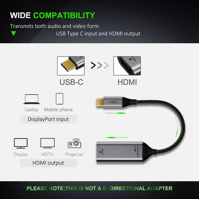 CABLETIME αντάπτορας USB-C σε HDMI CT-CMHDFN1, 4K/60Hz, 0.15m, μαύρος