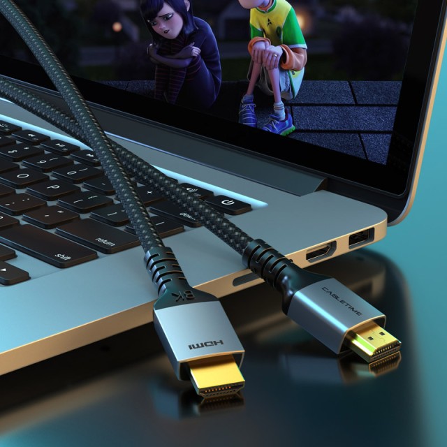 CABLETIME καλώδιο HDMI 2.1 CT-HM8K, 8K/60Hz, 48Gbps, 28AWG, 1m, μαύρο