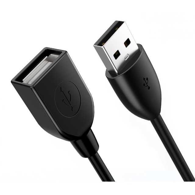 CABLETIME καλώδιο προέκτασης USB CT-AMAF2, 3A, 480Mbps, 1m, μαύρο