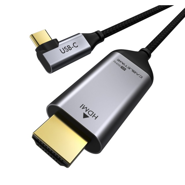 CABLETIME καλώδιο USB-C σε HDMI CT-CMRHD1, γωνιακό, 4K/60Hz, 1.8m, μαύρο