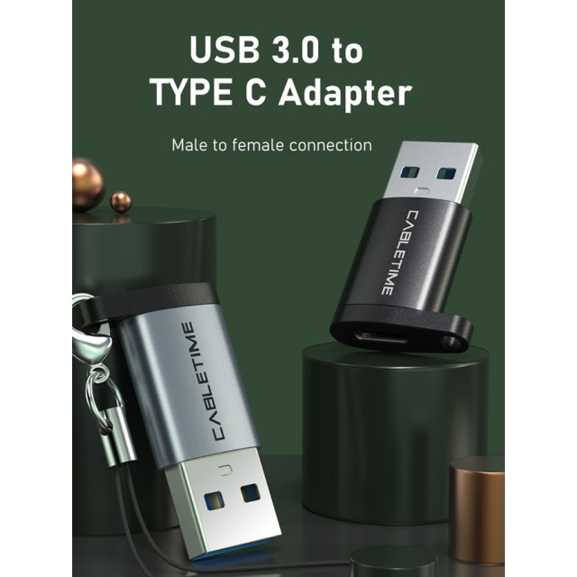 CABLETIME αντάπτορας USB-C σε USB CT-AMCF, 10.5W, 5Gbps, μαύρος