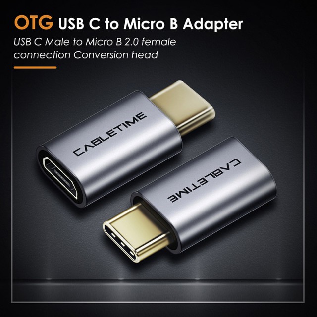 CABLETIME αντάπτορας USB-C σε micro USB CT-CMMCBF, 480Mbps, γκρι