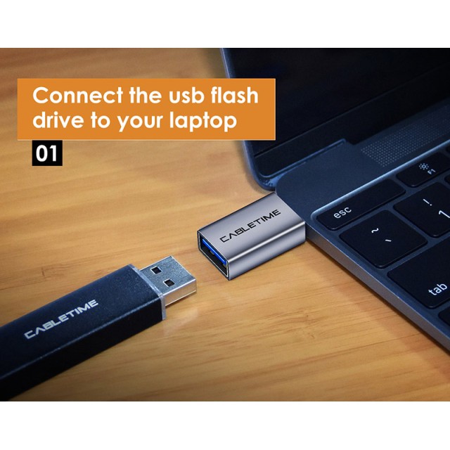 CABLETIME αντάπτορας USB-C σε USB CT-CMAFOTG, 5Gbps, γκρι