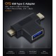 CABLETIME αντάπτορας USB σε USB-C & micro USB CT-3IN1-AB, 5Gbps, μαύρος