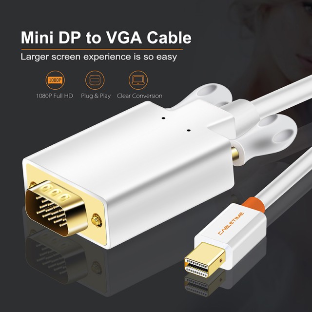 CABLETIME καλώδιο mini DisplayPort σε VGA CT-05G, 1080p, 1.8m, λευκό