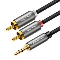 CABLETIME καλώδιο ήχου 3.5mm σε 2x RCA CT-P12G, 3m, μαύρο