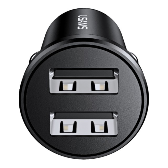 USAMS φορτιστής αυτοκινήτου C20, 2x USB, 2.4A, μαύρο