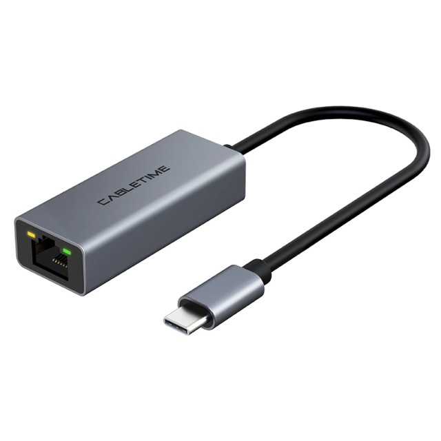 CABLETIME αντάπτορας δικτύου CT-CML100, USB-C, 100Mbps Ethernet, γκρι