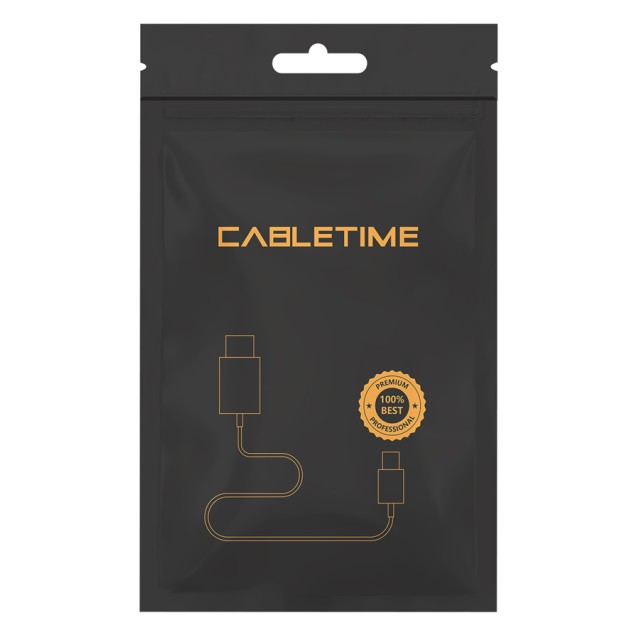 CABLETIME καλώδιο USB-C CMCM60W, 60W PD, 480Mbps, 1m, μαύρο