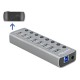 DELOCK USB hub 63264 με διακόπτες, 9x θυρών, 5Gbps, 12V/2.25A PD, γκρι