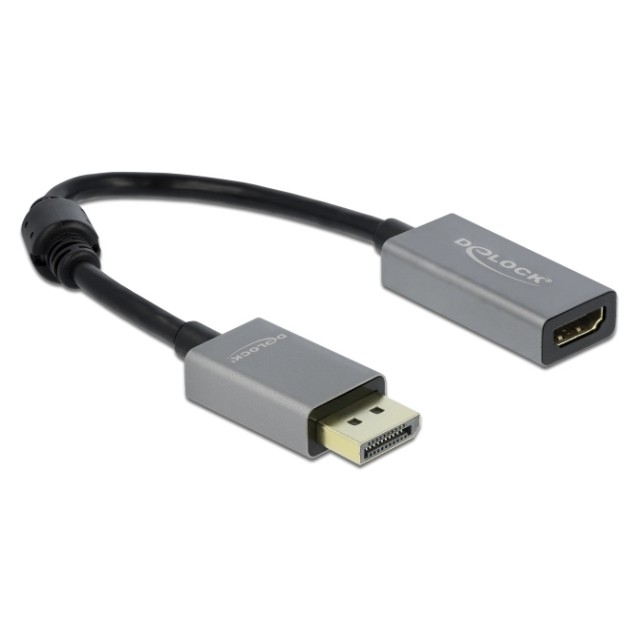 DELOCK αντάπτορας DisplayPort 1.4 σε HDMI 66436, 4K/60Hz, active, γκρι