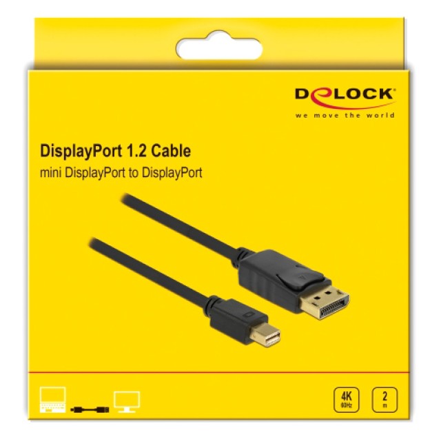 DELOCK καλώδιο mini DisplayPort σε DisplayPort 82438, 4K/60Hz, 2m, μαύρο