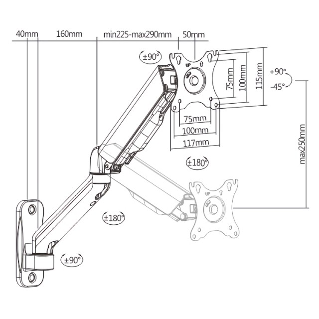 BRATECK επιτοίχια βάση LDA32-112, για οθόνη 17"-32", 9kg