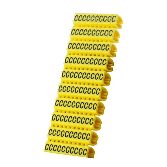 POWERTECH Clip αρίθμησης καλωδίου γράμμα C, Yellow, 10τεμ.