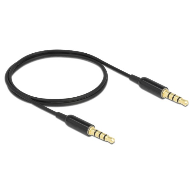 DELOCK καλώδιο 3.5mm 66075, CTIA, 32AWG, 0.5m, μαύρο