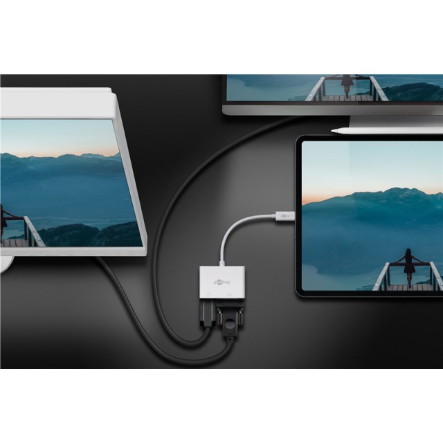 GOOBAY αντάπτορας USB-C σε HDMI & VGA 52430, 4K/60Hz, λευκός