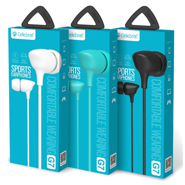 CELEBRAT earphones με μικρόφωνο G7, 3.5mm σύνδεση, Φ10mm, 1.2m, μαύρα