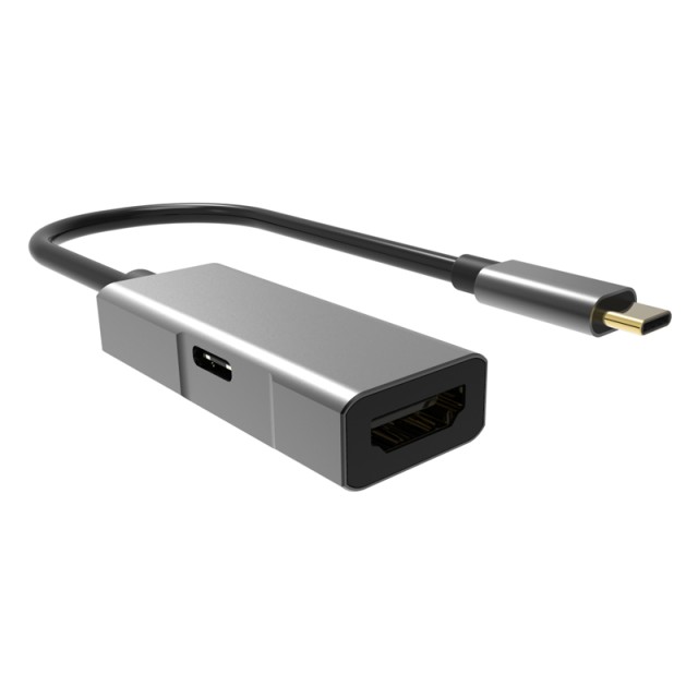 POWERTECH αντάπτορας USB-C σε HDMI PTH-055, 65W PD, 4K, γκρι