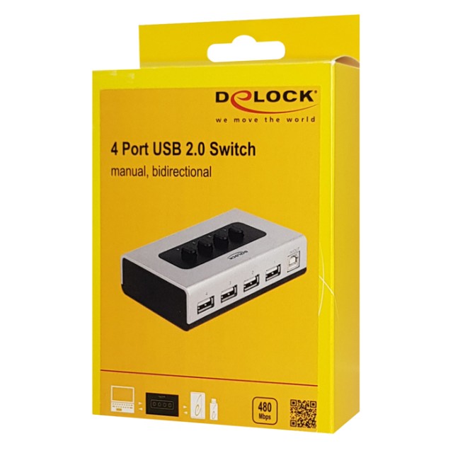 DELOCK USB switch 87762 σε USB Type B, 4 σε 1, bidirectional, ασημί