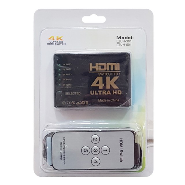 POWERTECH HDMI amplifier switch PTH-052 με τηλεχειριστήριο, 5 σε 1, 4K