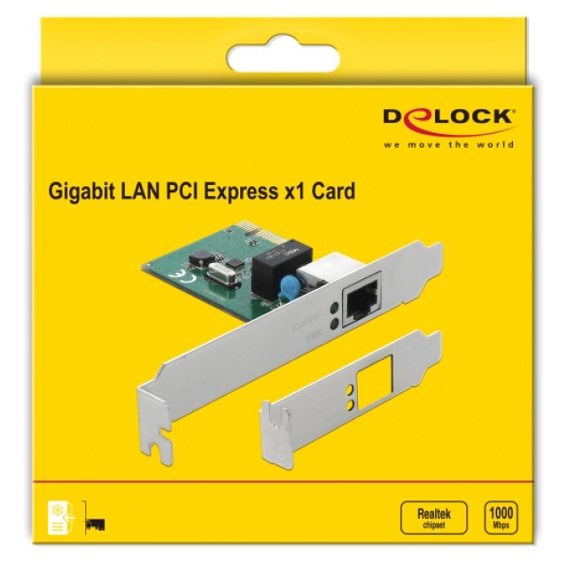 DELOCK κάρτα επέκτασης PCI Express σε RJ45 90381, 1000Mbps, low profile