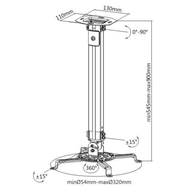 BRATECK βάση projector οροφής PRB-18M, 13.5kg